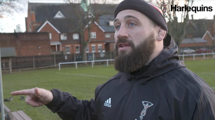 Harlequins rugby prop Joe Marler gives an interview